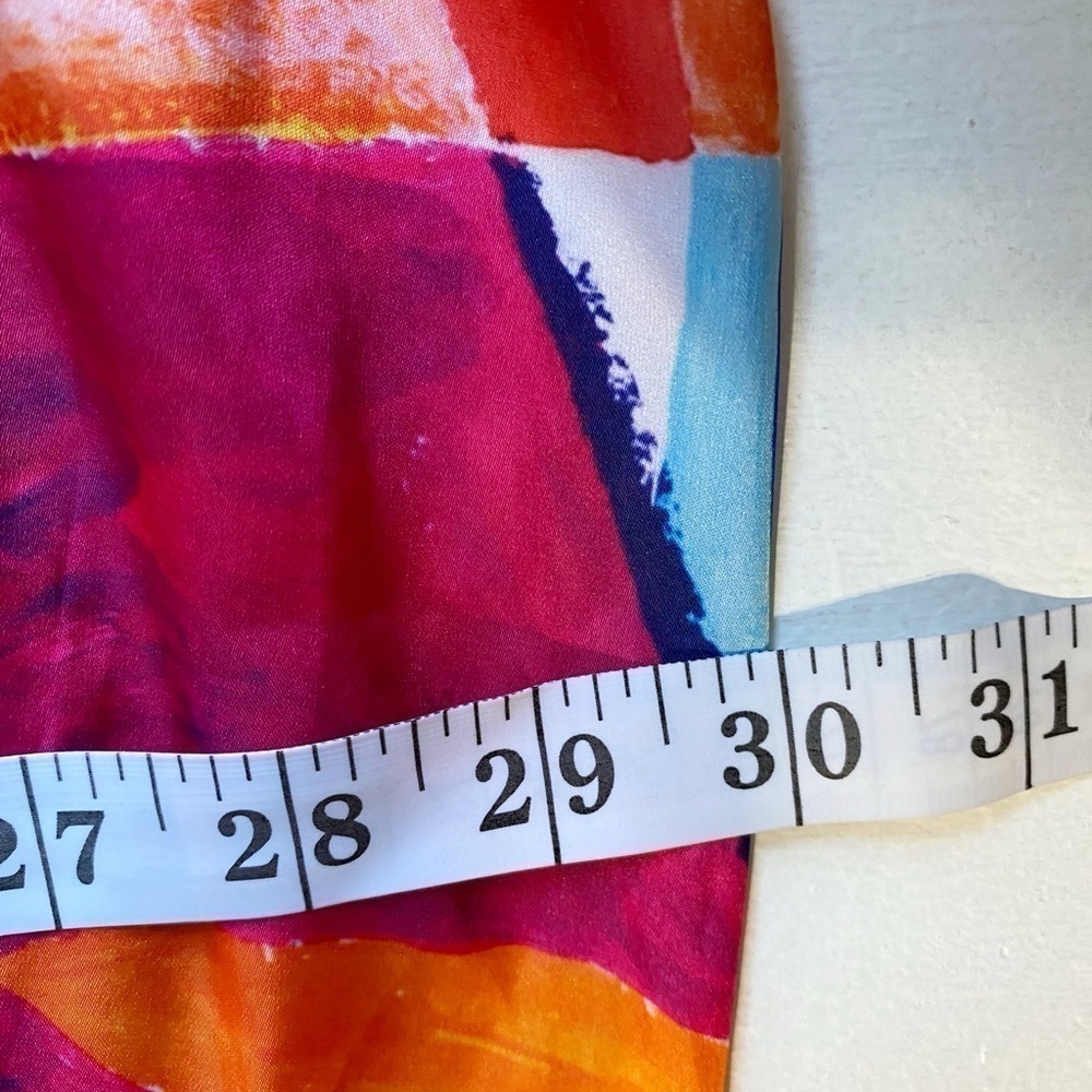 Nicole Miller Watercolor Mixed Print Satin Maxi Dress Pink Blue Plus Size 2X - Picture 12 of 16